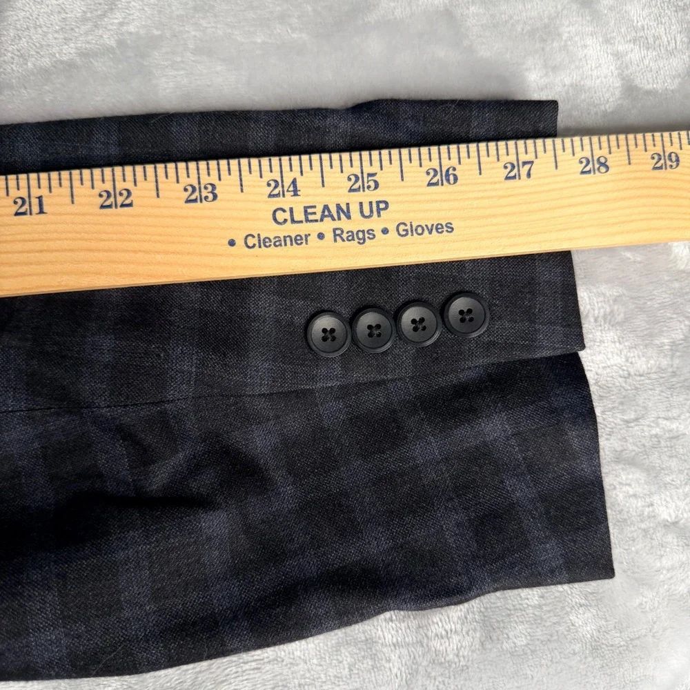 Marc New York Andrew Marc Mens 48XL Wool Sport Coat Blazer Plaid Leather Trim
